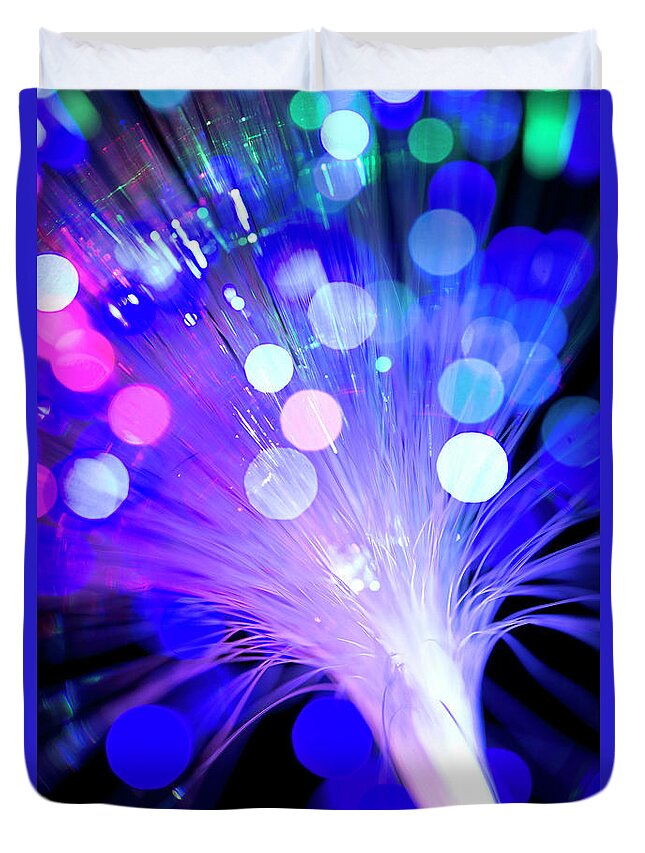 Technology Duvet Cover featuring the photograph Illuminated Defocused Fishing Lines #2 by Gm Stock Films