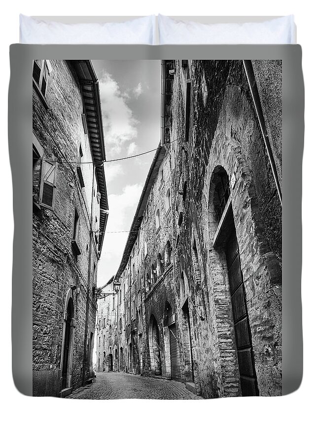 Old Town Duvet Cover featuring the photograph Italian Alley #2 by Deimagine