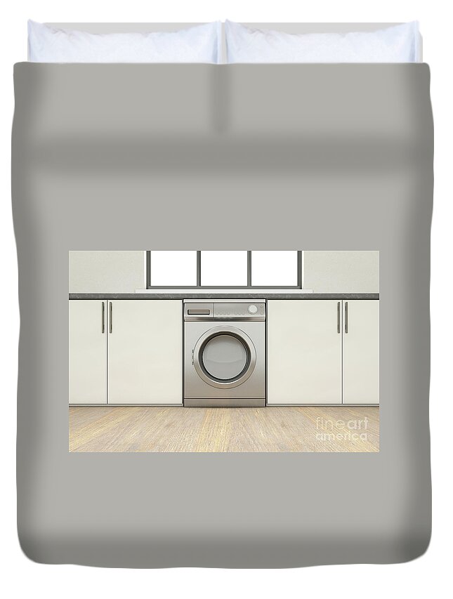 Washing Machine Duvet Cover featuring the digital art Kitchen And Cupboards #2 by Allan Swart