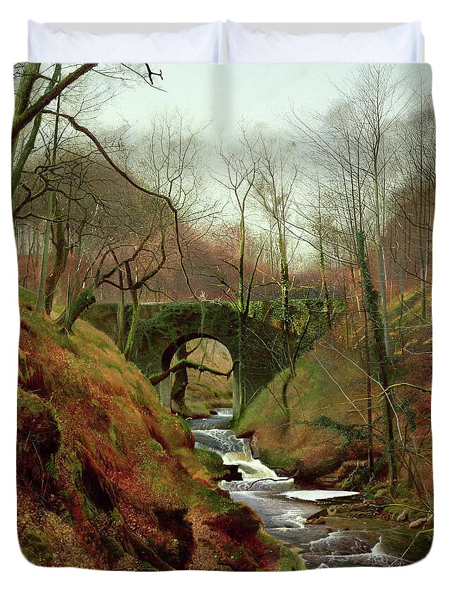 John Atkinson Grimshaw Duvet Cover featuring the painting March Morning #3 by John Atkinson Grimshaw