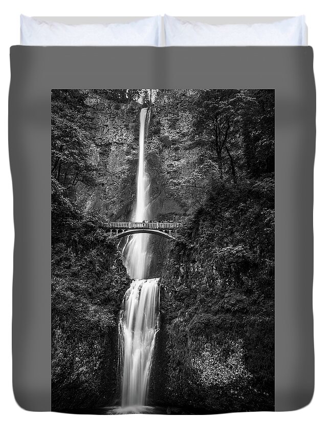 Columbia River Gorge Duvet Cover featuring the photograph Multmanah Falls #2 by Donald Pash