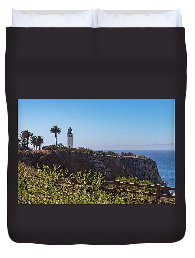 Architecture Duvet Cover featuring the photograph Point Vicente Lighthouse #3 by Ed Clark