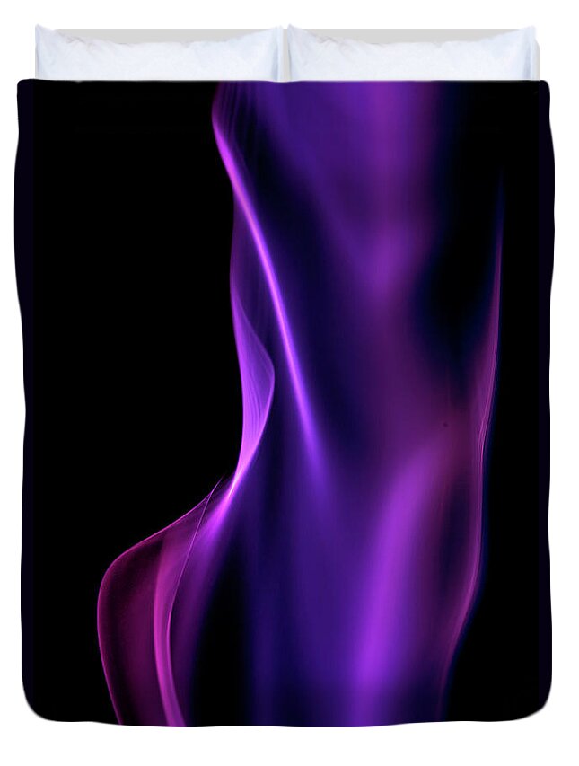 Purple Duvet Cover featuring the photograph Purple Smoke On A Black Background #2 by Gm Stock Films