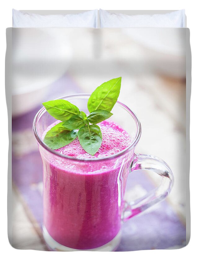 Purple Duvet Cover featuring the photograph Red Smoothie #2 by Drbouz