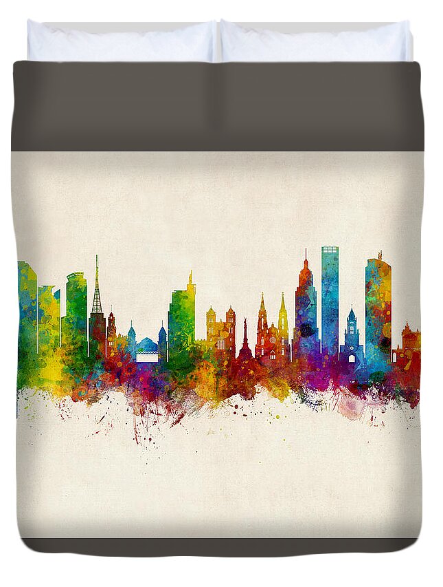 São Paulo Duvet Cover featuring the digital art Sao Paulo Skyline Brazil by Michael Tompsett