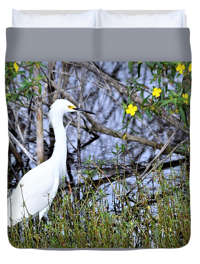 Snowy Egret Duvet Cover featuring the photograph Snowy Egret  #2 by Warren Thompson