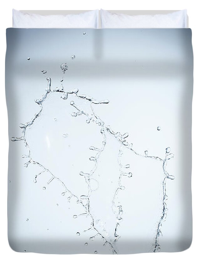 White Background Duvet Cover featuring the photograph Splashing Of Clean Water #2 by Level1studio