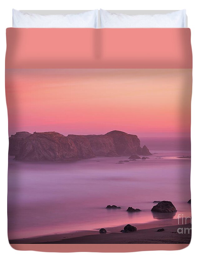 Bandon Beach Duvet Cover featuring the photograph Tangerine Sunrise by Doug Sturgess