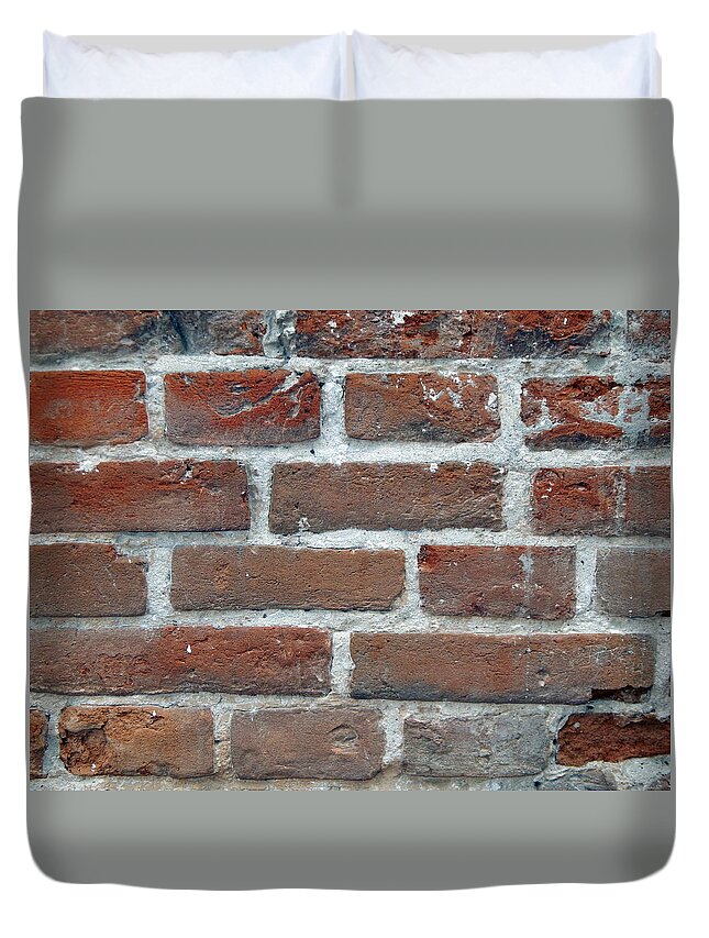 Stone Duvet Cover featuring the photograph Texture of natural stone material and brick masonry walls #2 by Oleg Prokopenko
