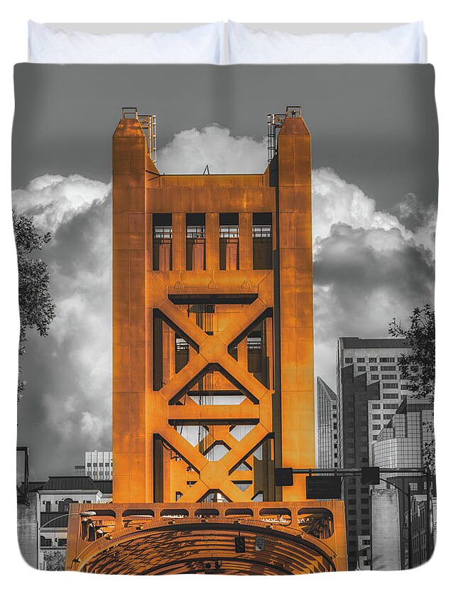 Tower Bridge Duvet Cover featuring the photograph The Tower Bridge - Sacramento #2 by Mountain Dreams
