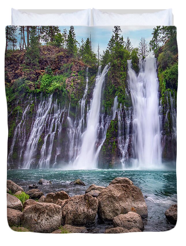 00571589 Duvet Cover featuring the photograph Waterfall, Mcarthur-burney Falls Memorial State Park, California #2 by Tim Fitzharris
