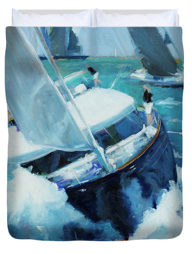 Coastal Duvet Cover featuring the painting White Water by Curt Crain