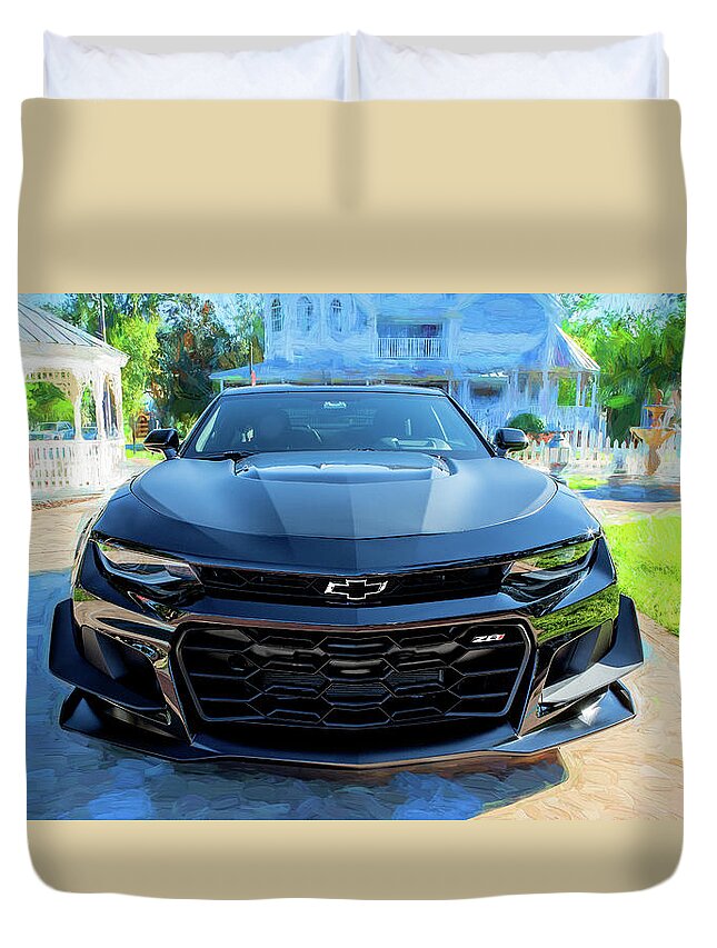 2018 Chevrolet Camaro Zl1  Duvet Cover featuring the photograph 2018 Chevrolet Camaro ZL1 16n by Rich Franco