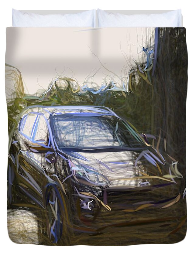 Kia Duvet Cover featuring the digital art Kia Sportage Suv Drawing #25 by CarsToon Concept