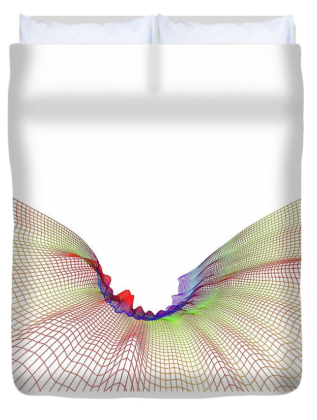 Curve Duvet Cover featuring the digital art Abstract Line Pattern #26 by Pasieka