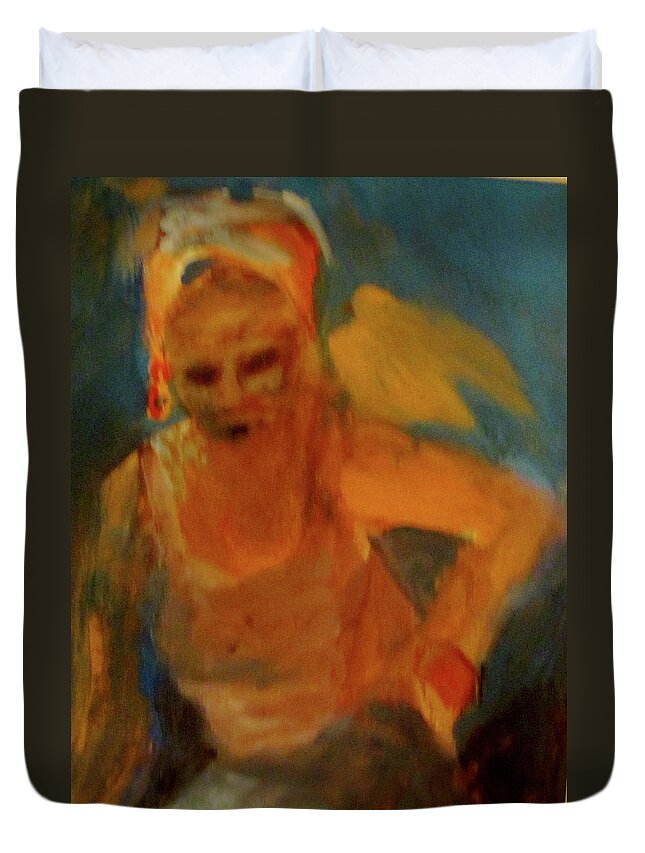 Figurative Duvet Cover featuring the painting Bird on my Shoulder #3 by Carole Johnson