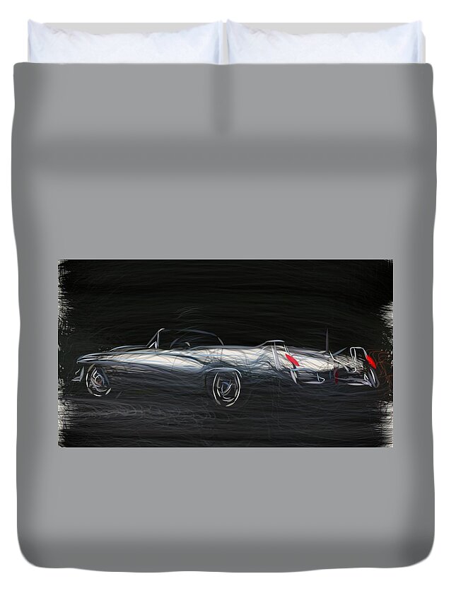 Buick Duvet Cover featuring the digital art Buick LeSabre Draw #3 by CarsToon Concept
