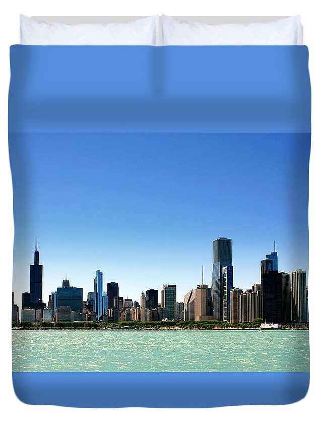 Lake Michigan Duvet Cover featuring the photograph Chicago Skyline #3 by J.castro