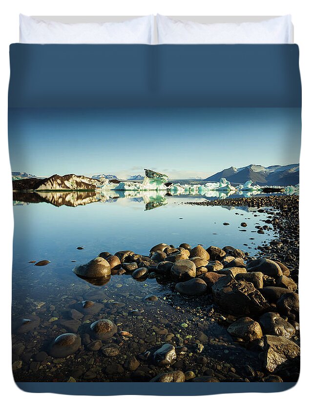 Iceland Duvet Cover featuring the photograph Jokulsarlon Lagoon, Iceland #3 by Peter OReilly