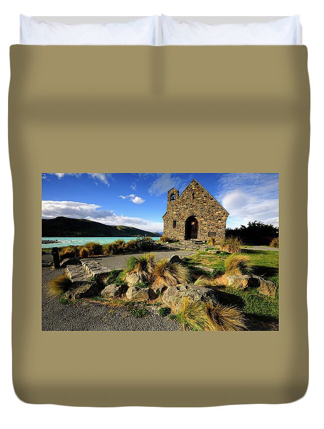 Tranquility Duvet Cover featuring the photograph Lake Tekapo #3 by Thienthongthai Worachat