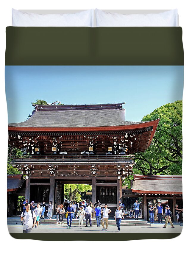Meiji Jingu Shrine Duvet Cover featuring the photograph Meiji Jingu Shrine - Tokyo, Japan #4 by Richard Krebs