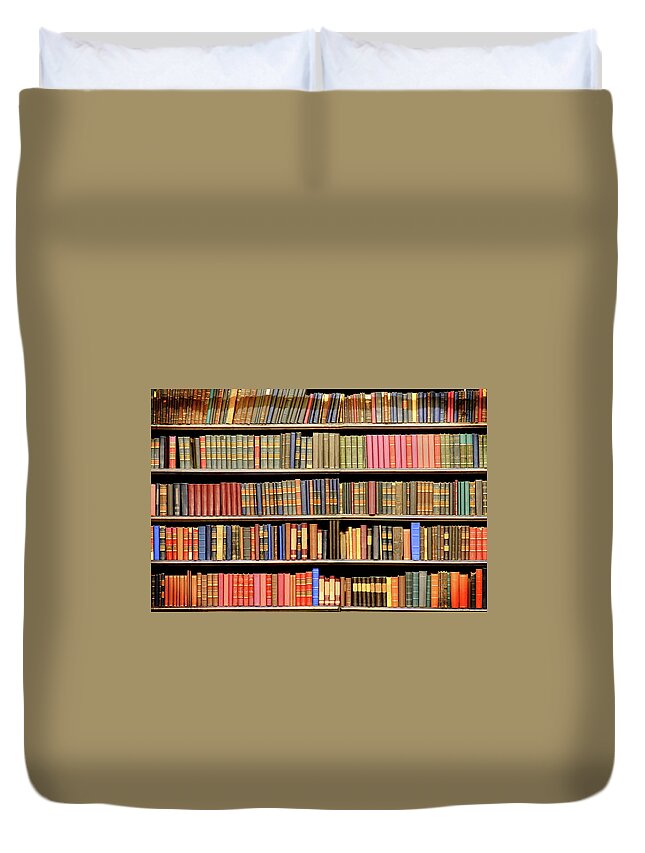 Dust Duvet Cover featuring the photograph Old Books In A Library by Luoman