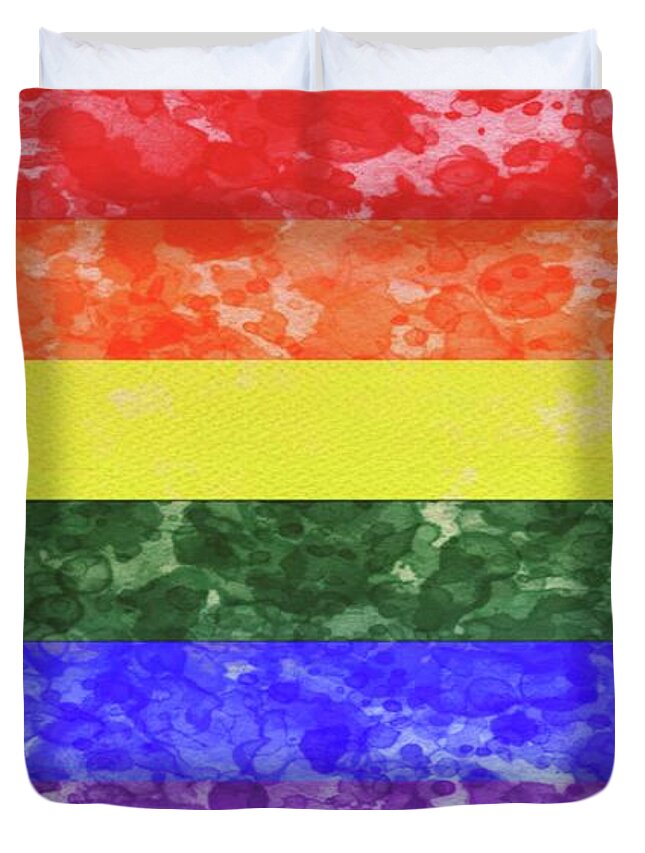 Rainbow Duvet Cover featuring the digital art Rainbow Pride #3 by Esoterica Art Agency