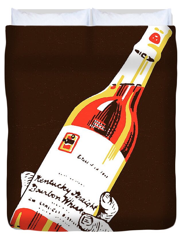 Alcohol Duvet Cover featuring the drawing Wine bottle #3 by CSA Images