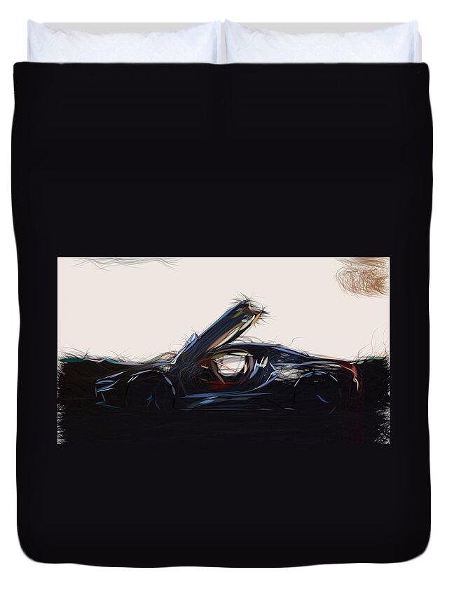 Bmw Duvet Cover featuring the digital art BMW i8 Drawing #31 by CarsToon Concept