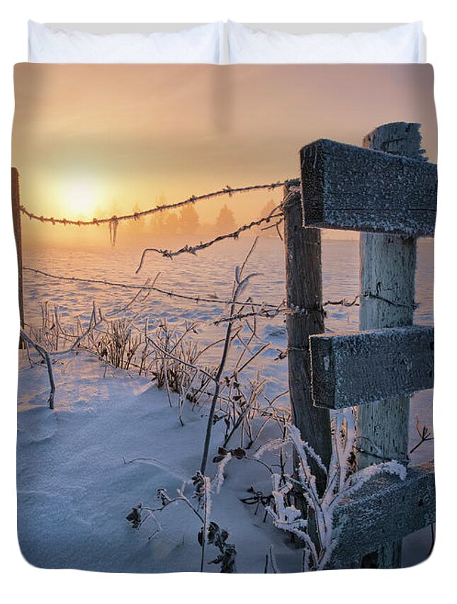 Winter Duvet Cover featuring the photograph -30 Sunrise #30 by Dan Jurak