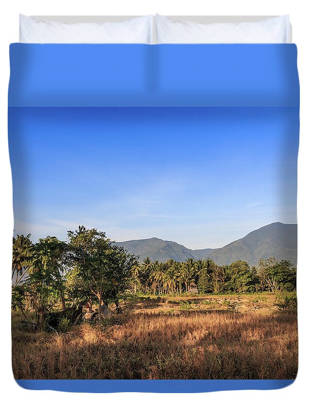 Beautiful Duvet Cover featuring the photograph A sunny morning at the village petobo lost due to liquefaction #33 by Mangge Totok
