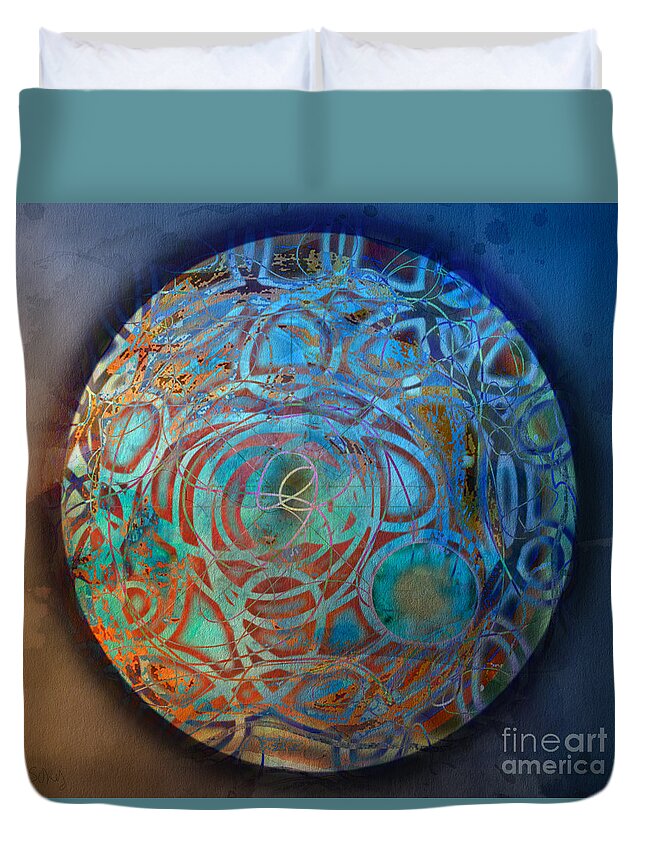 Abstract Duvet Cover featuring the digital art 3D Sphere by Gabrielle Schertz