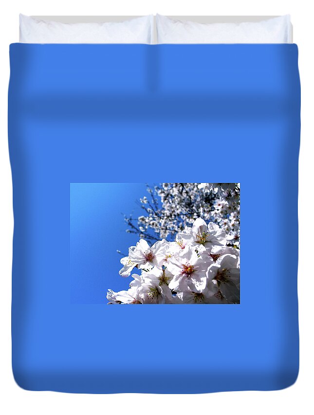 Treetop Duvet Cover featuring the photograph Cherry Blossoms #4 by I Love Photo And Apple.