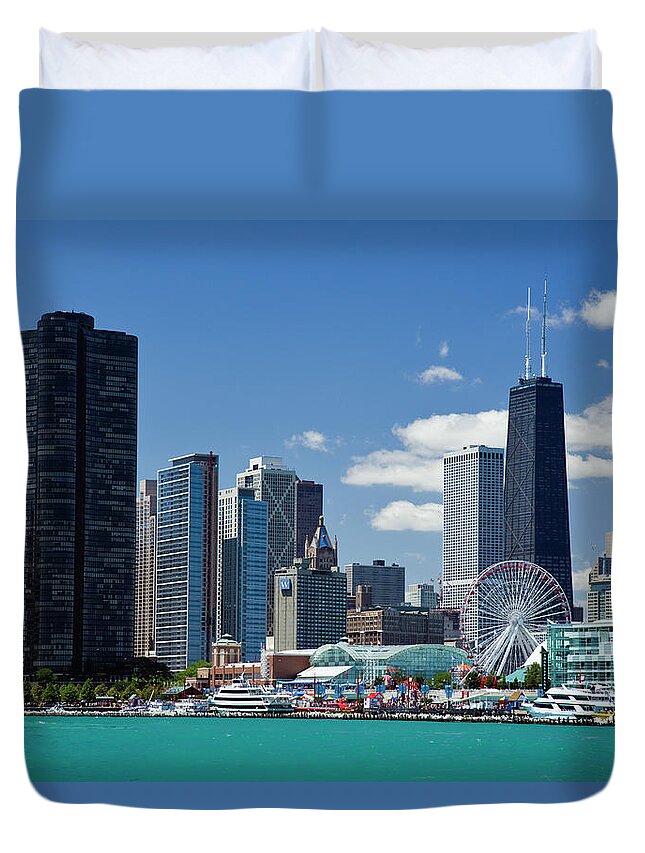 Lake Michigan Duvet Cover featuring the photograph Chicago, Il #4 by Adam Jones
