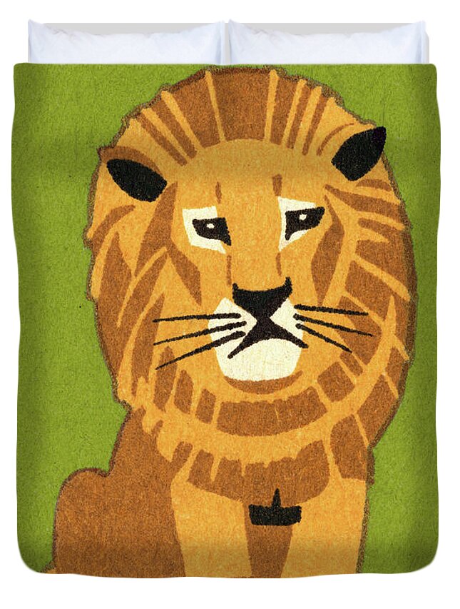 Africa Duvet Cover featuring the drawing Lion #4 by CSA Images