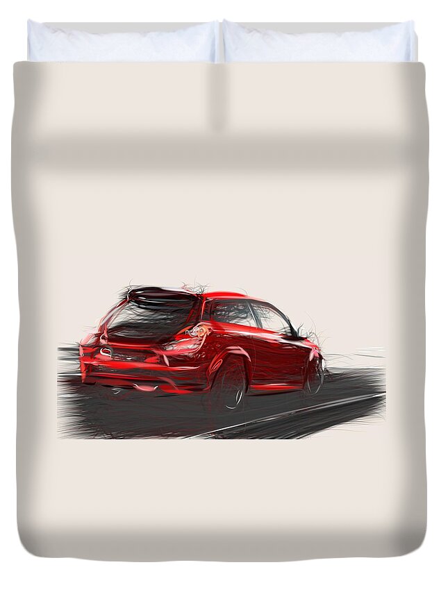 Volvo Duvet Cover featuring the digital art Volvo C30 R Draw #4 by CarsToon Concept