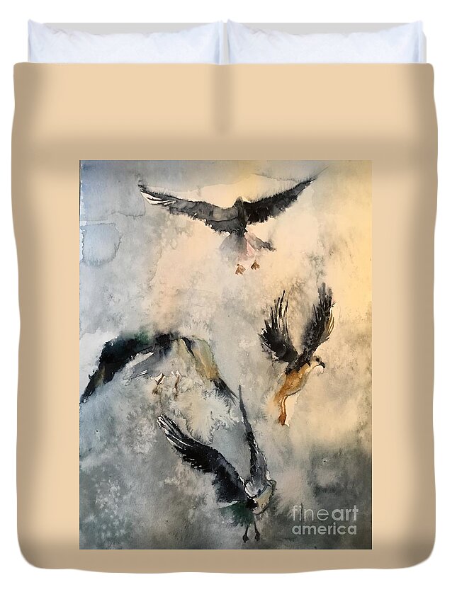 #43 2019 Duvet Cover featuring the painting #43 2019 #43 by Han in Huang wong