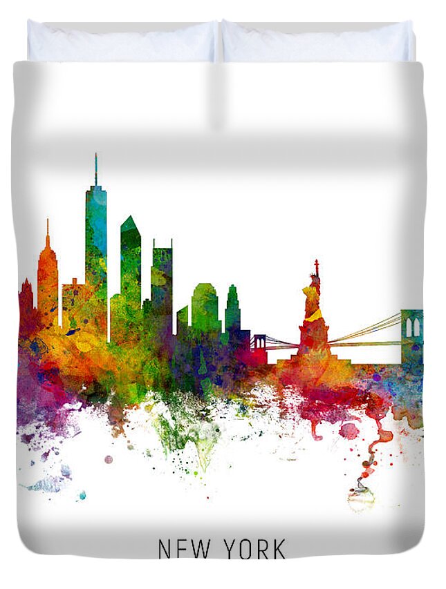 New York Duvet Cover featuring the photograph New York Skyline #44 by Michael Tompsett