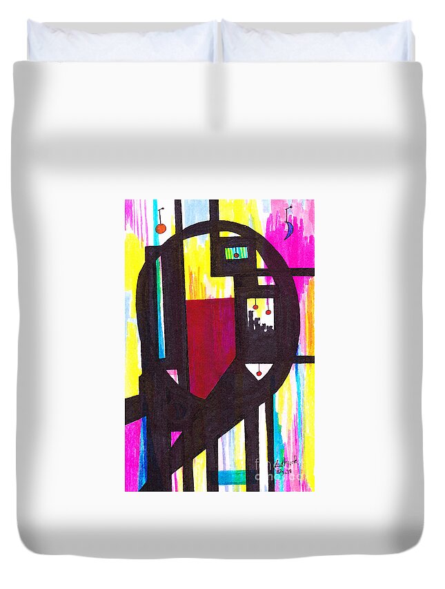 Abstract Duvet Cover featuring the mixed media 46.AB.7 Abstract by Lew Hagood