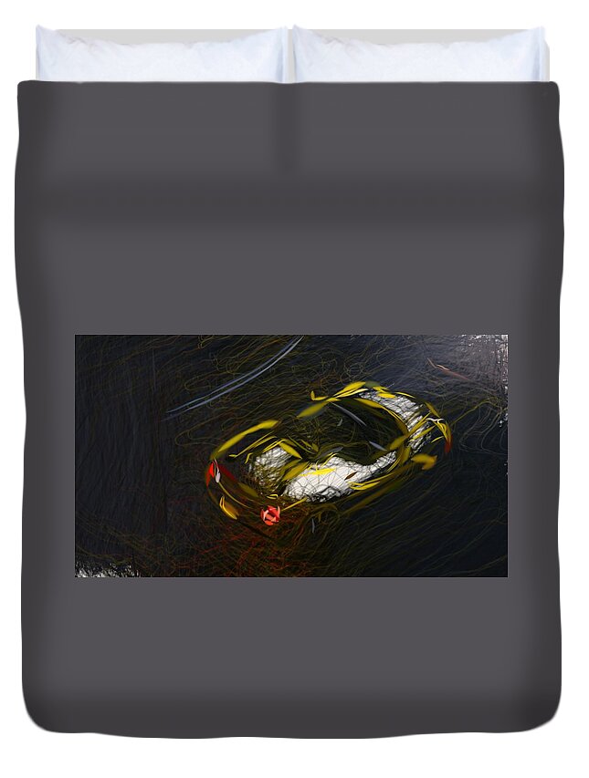 Alfa Duvet Cover featuring the digital art Alfa Romeo 4C Spider Drawing #6 by CarsToon Concept