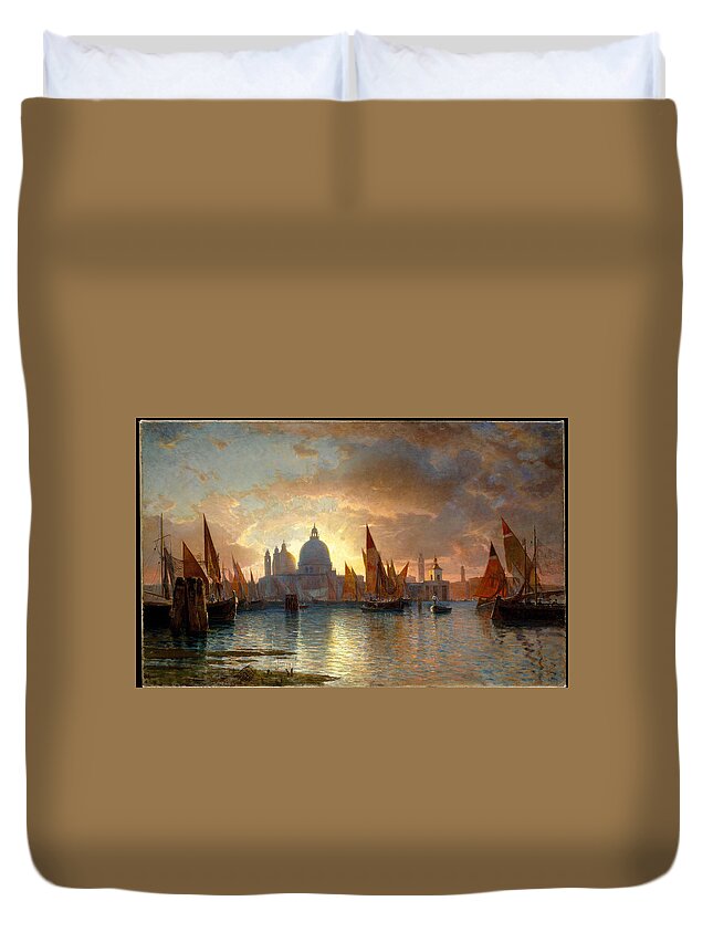 Haleltine Duvet Cover featuring the painting Santa Maria della Salute, Sunset #9 by William Stanley Haseltine