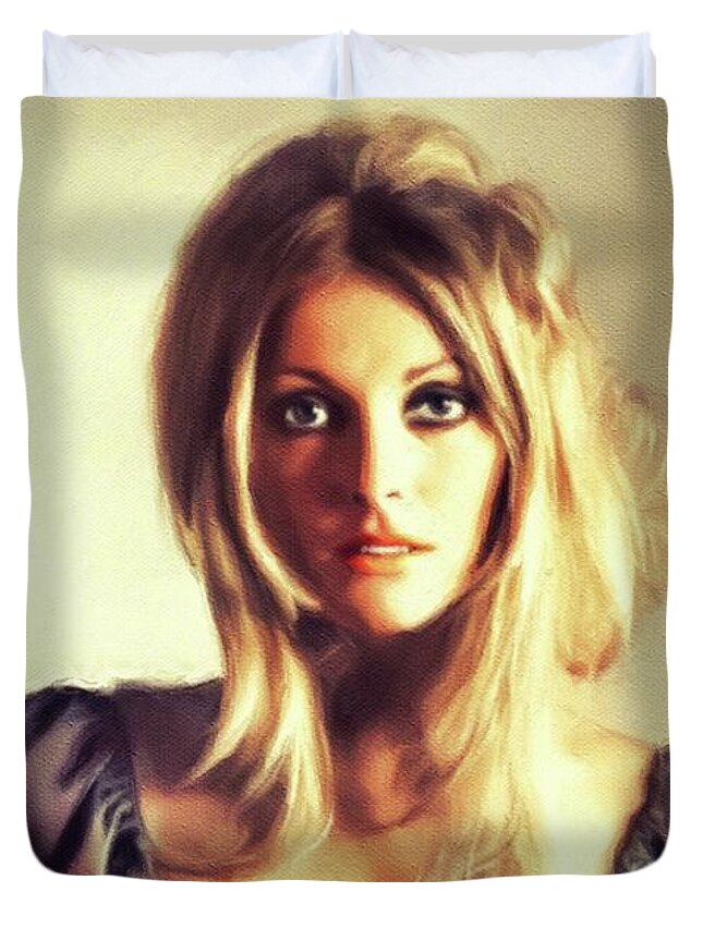 Sharon Duvet Cover featuring the painting Sharon Tate, Vintage Actress #5 by Esoterica Art Agency