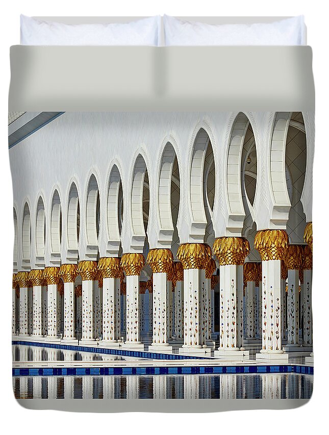 Estock Duvet Cover featuring the digital art Sheikh Zayed Grand Mosque, Uae #5 by Bruno Morandi