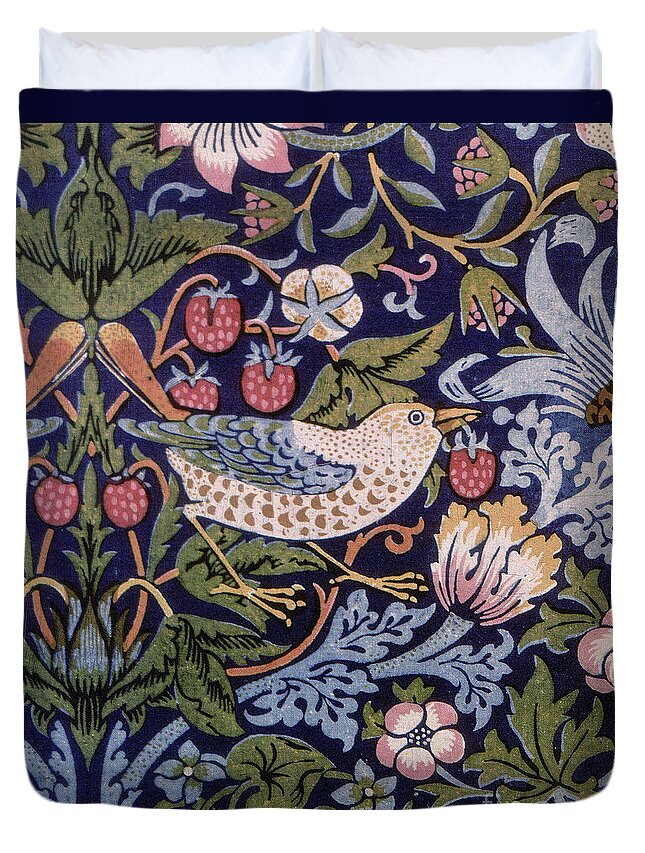 William Duvet Cover featuring the painting Strawberry Thief by William Morris