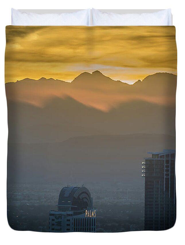 Sunset Duvet Cover featuring the photograph Sunset Over Red Rock Canyon Near Las Vegas Nevada #5 by Alex Grichenko