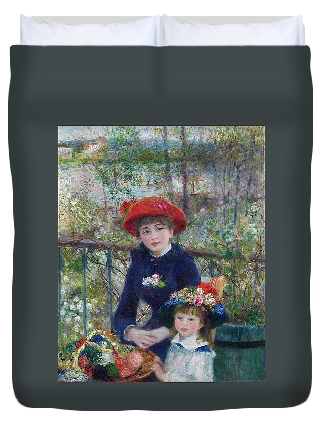 Impressionism Duvet Cover featuring the painting Two Sisters by Pierre-auguste Renoir