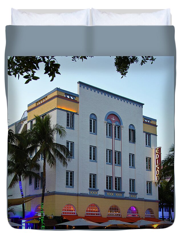 Art Deco Duvet Cover featuring the photograph Art Deco - South Beach - Miami Beach #7 by Richard Krebs