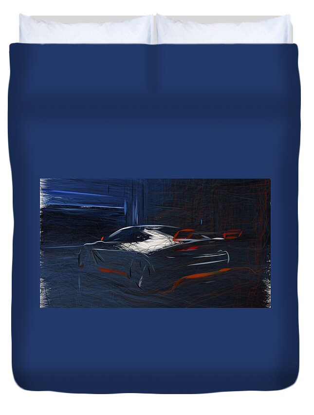 Aston Duvet Cover featuring the digital art Aston Martin Vantage GT12 Drawing #7 by CarsToon Concept