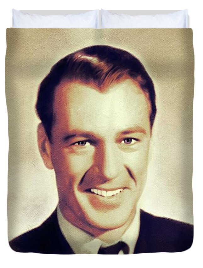 Gary Duvet Cover featuring the painting Gary Cooper, Vintage Movie Star #6 by Esoterica Art Agency