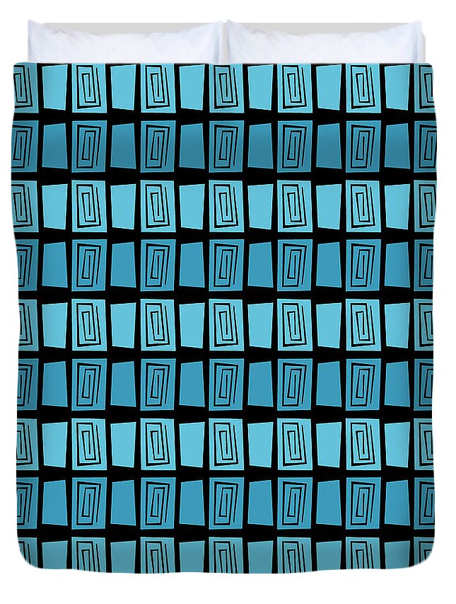  Duvet Cover featuring the digital art Mid Century Modern Maze by Donna Mibus